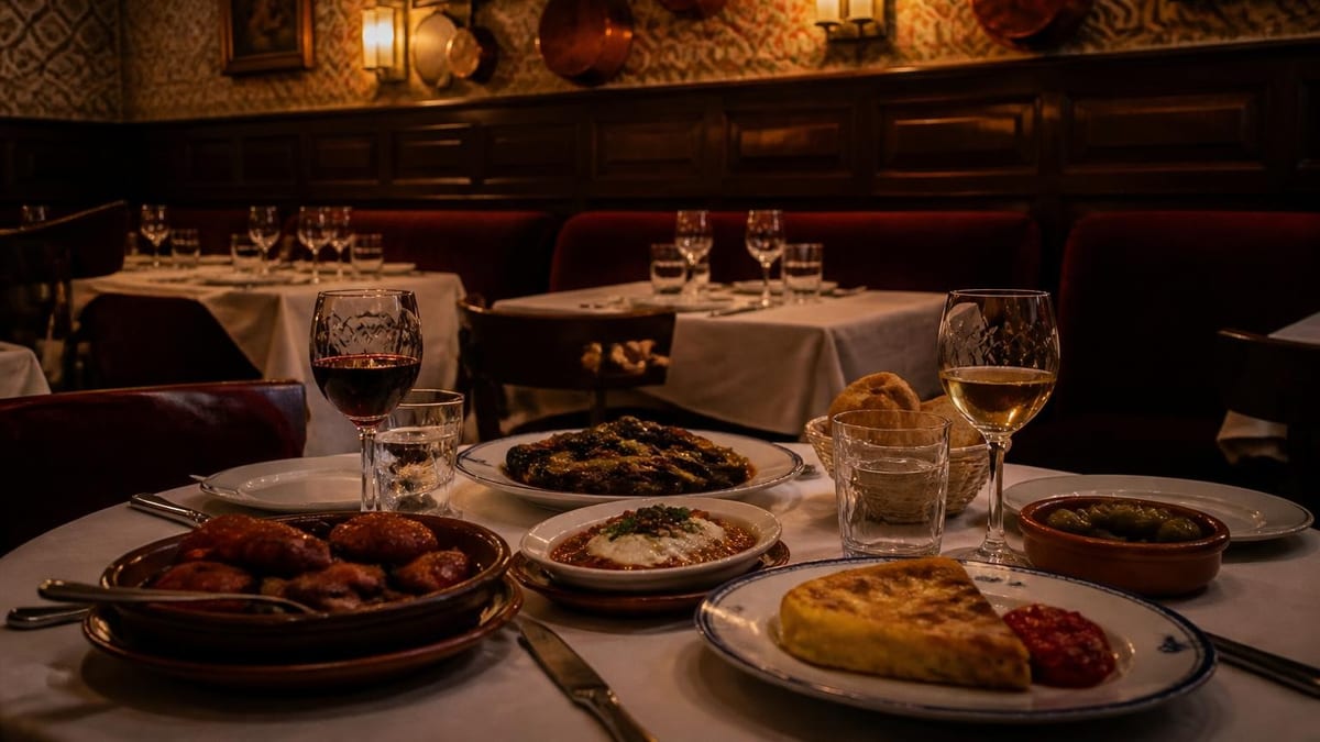 Un local que conserva intacto el espíritu de la restauración clásica española: recetas de los setenta, servicio sin p